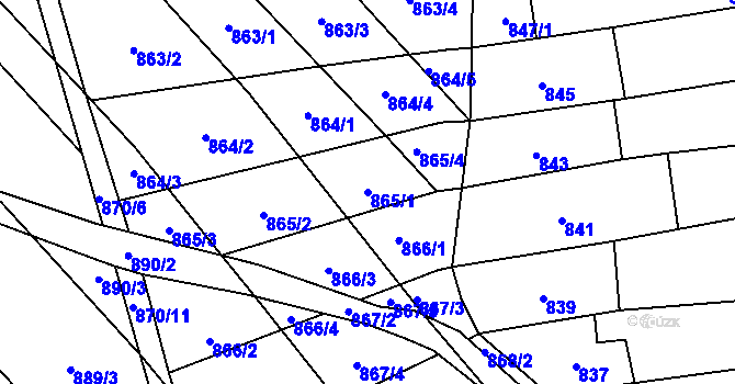 Parcela st. 865/1 v KÚ Rajhrad, Katastrální mapa
