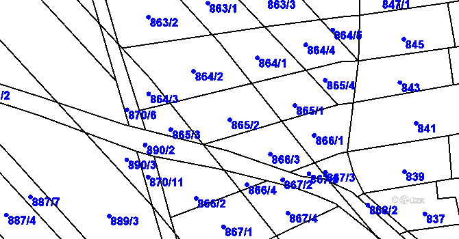 Parcela st. 865/2 v KÚ Rajhrad, Katastrální mapa