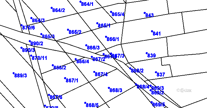 Parcela st. 867/5 v KÚ Rajhrad, Katastrální mapa