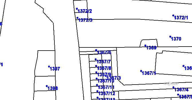 Parcela st. 1367/6 v KÚ Rajhrad, Katastrální mapa