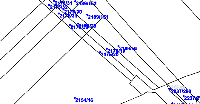 Parcela st. 2175/20 v KÚ Rajhrad, Katastrální mapa