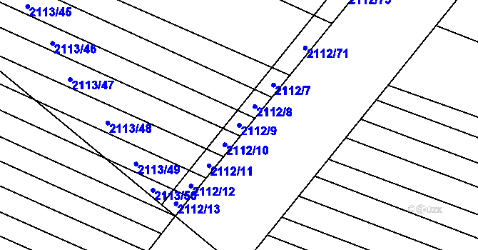 Parcela st. 2112/9 v KÚ Rajhrad, Katastrální mapa