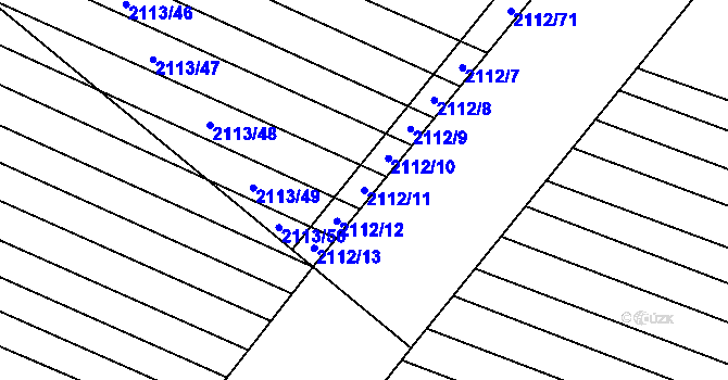 Parcela st. 2112/11 v KÚ Rajhrad, Katastrální mapa