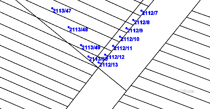 Parcela st. 2112/12 v KÚ Rajhrad, Katastrální mapa