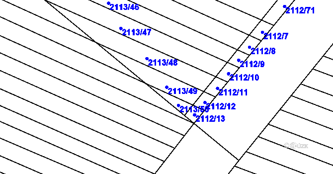 Parcela st. 2113/49 v KÚ Rajhrad, Katastrální mapa