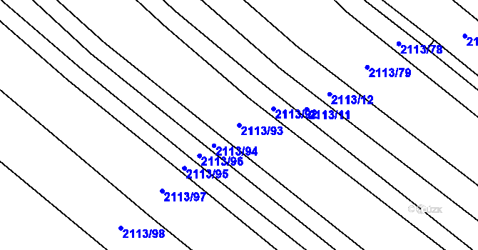 Parcela st. 2113/93 v KÚ Rajhrad, Katastrální mapa