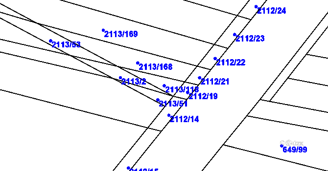 Parcela st. 2113/118 v KÚ Rajhrad, Katastrální mapa