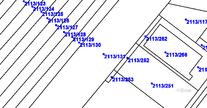 Parcela st. 2113/131 v KÚ Rajhrad, Katastrální mapa