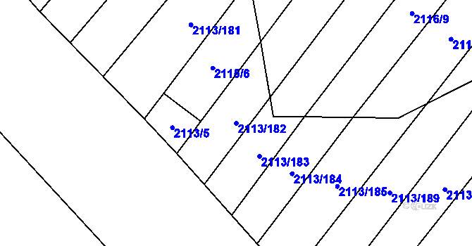 Parcela st. 2113/182 v KÚ Rajhrad, Katastrální mapa