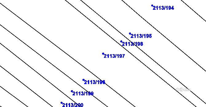 Parcela st. 2113/197 v KÚ Rajhrad, Katastrální mapa