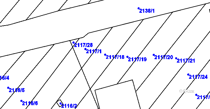 Parcela st. 2117/18 v KÚ Rajhrad, Katastrální mapa