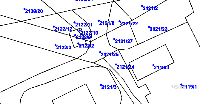 Parcela st. 2121/25 v KÚ Rajhrad, Katastrální mapa