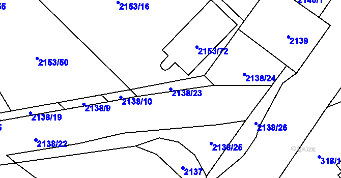 Parcela st. 2138/23 v KÚ Rajhrad, Katastrální mapa