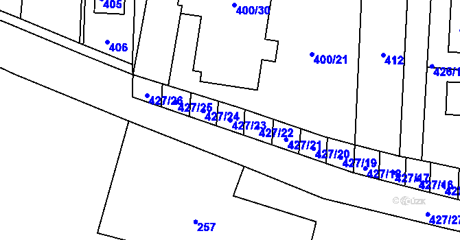 Parcela st. 427/23 v KÚ Rajhrad, Katastrální mapa