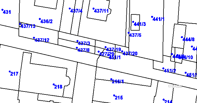 Parcela st. 427/29 v KÚ Rajhrad, Katastrální mapa