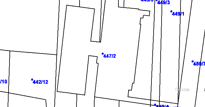 Parcela st. 447/2 v KÚ Rajhrad, Katastrální mapa