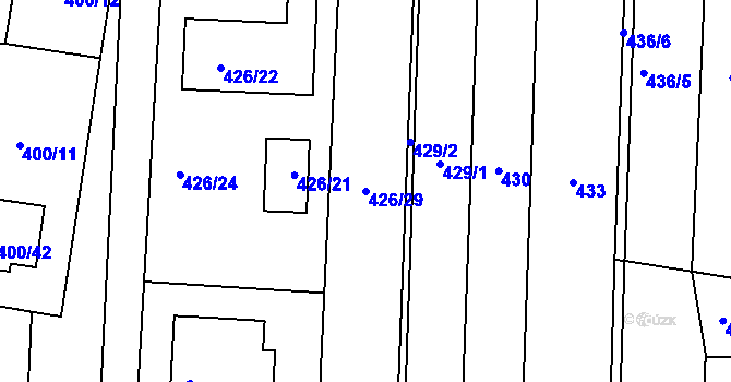 Parcela st. 426/29 v KÚ Rajhrad, Katastrální mapa