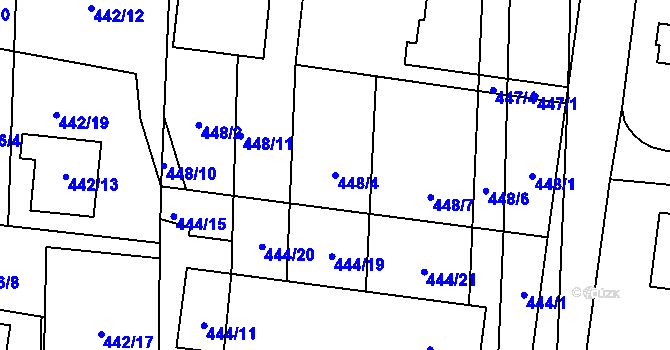 Parcela st. 448/4 v KÚ Rajhrad, Katastrální mapa