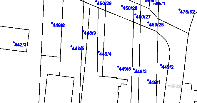 Parcela st. 449/4 v KÚ Rajhrad, Katastrální mapa