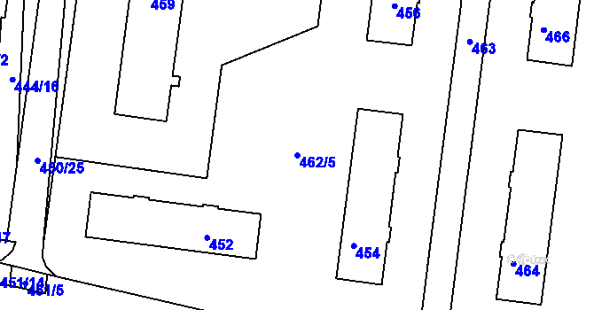 Parcela st. 462/5 v KÚ Rajhrad, Katastrální mapa