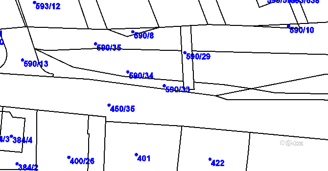 Parcela st. 590/33 v KÚ Rajhrad, Katastrální mapa