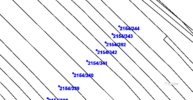 Parcela st. 2154/342 v KÚ Rajhrad, Katastrální mapa