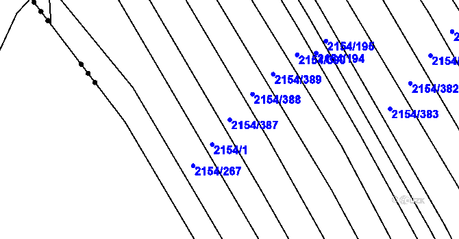 Parcela st. 2154/387 v KÚ Rajhrad, Katastrální mapa