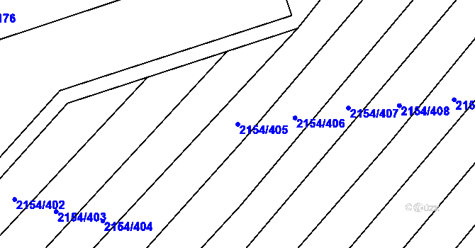 Parcela st. 2154/405 v KÚ Rajhrad, Katastrální mapa