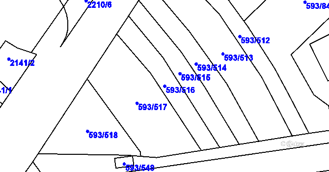 Parcela st. 593/516 v KÚ Rajhrad, Katastrální mapa