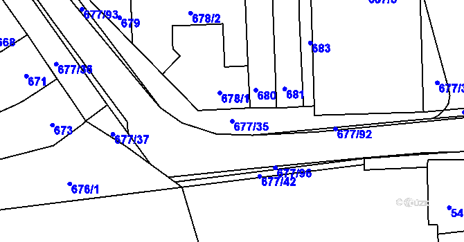 Parcela st. 677/35 v KÚ Rajhrad, Katastrální mapa