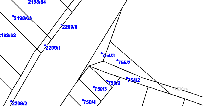 Parcela st. 754/3 v KÚ Rajhrad, Katastrální mapa