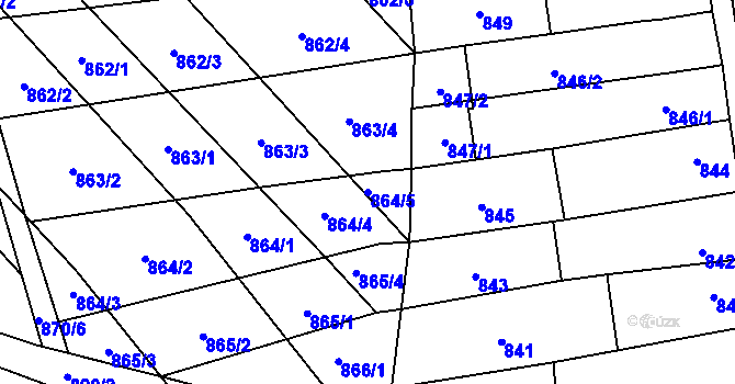 Parcela st. 864/5 v KÚ Rajhrad, Katastrální mapa