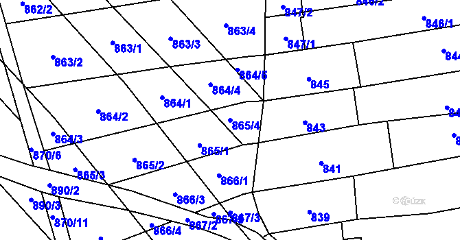 Parcela st. 865/4 v KÚ Rajhrad, Katastrální mapa
