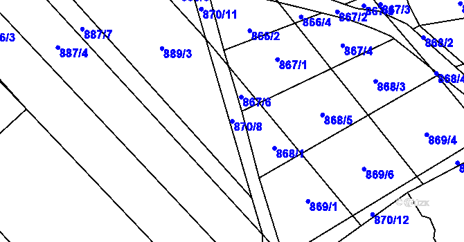 Parcela st. 870/8 v KÚ Rajhrad, Katastrální mapa