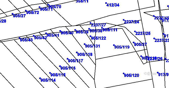 Parcela st. 905/131 v KÚ Rajhrad, Katastrální mapa