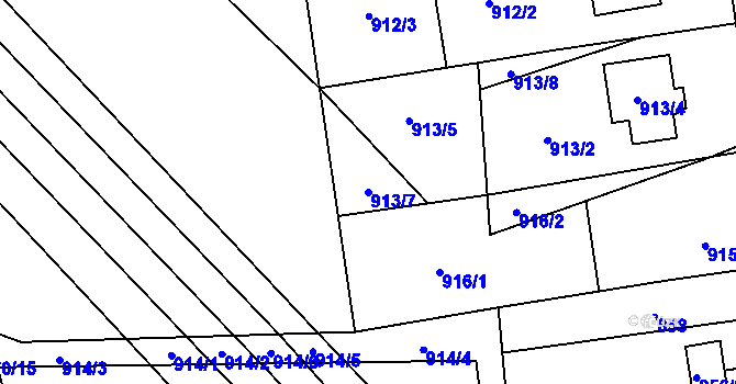 Parcela st. 913/7 v KÚ Rajhrad, Katastrální mapa