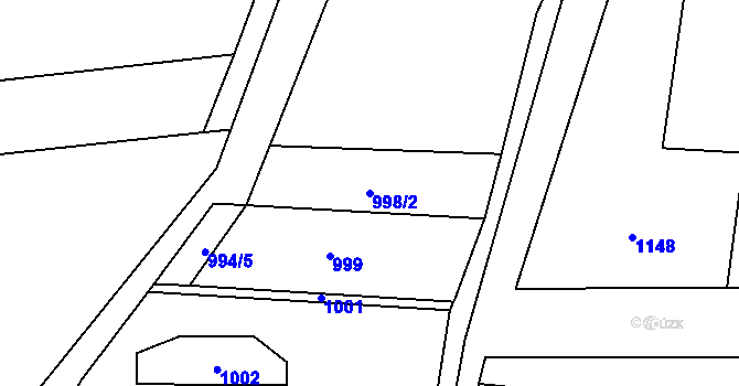 Parcela st. 998/2 v KÚ Rajhrad, Katastrální mapa