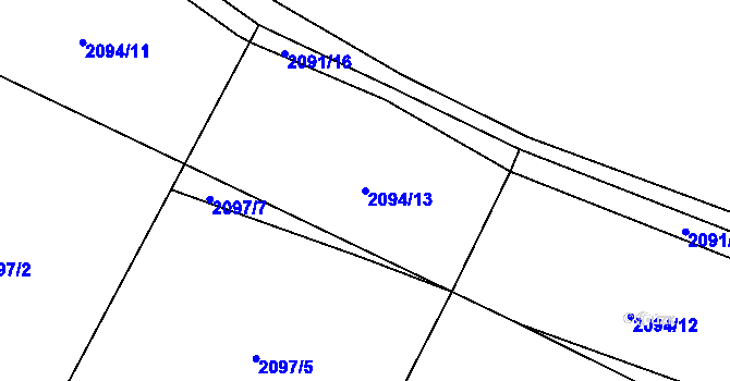 Parcela st. 2094/13 v KÚ Rajhrad, Katastrální mapa