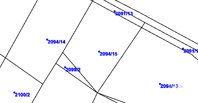 Parcela st. 2094/15 v KÚ Rajhrad, Katastrální mapa