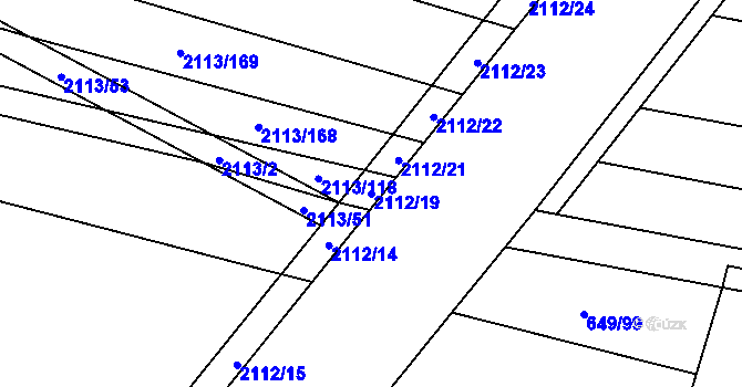 Parcela st. 2112/19 v KÚ Rajhrad, Katastrální mapa