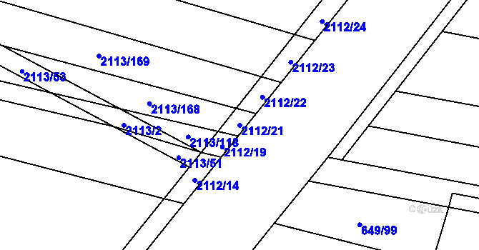 Parcela st. 2112/21 v KÚ Rajhrad, Katastrální mapa