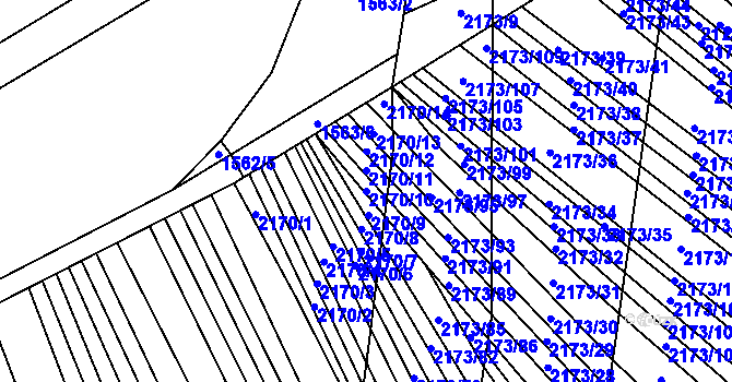 Parcela st. 2170/10 v KÚ Rajhrad, Katastrální mapa