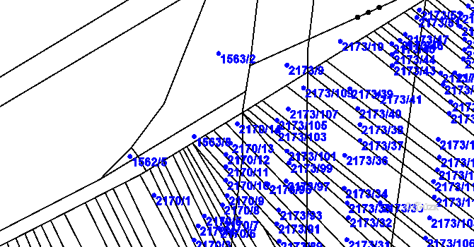 Parcela st. 2170/14 v KÚ Rajhrad, Katastrální mapa