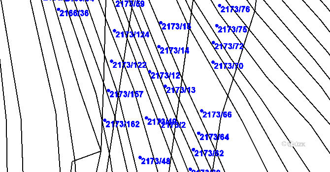 Parcela st. 2173/13 v KÚ Rajhrad, Katastrální mapa
