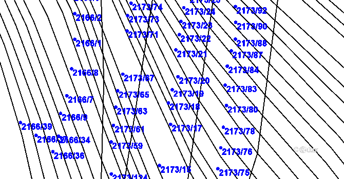 Parcela st. 2173/19 v KÚ Rajhrad, Katastrální mapa