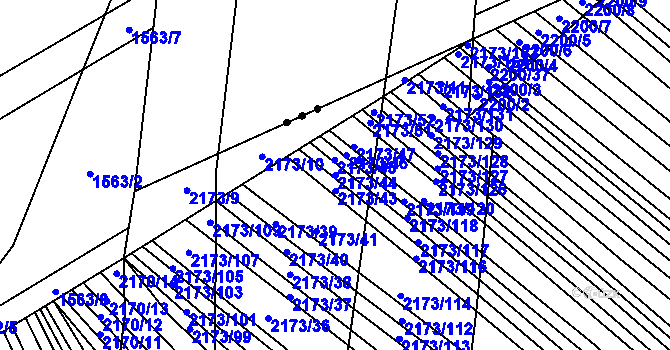 Parcela st. 2173/44 v KÚ Rajhrad, Katastrální mapa