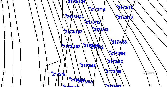 Parcela st. 2173/49 v KÚ Rajhrad, Katastrální mapa
