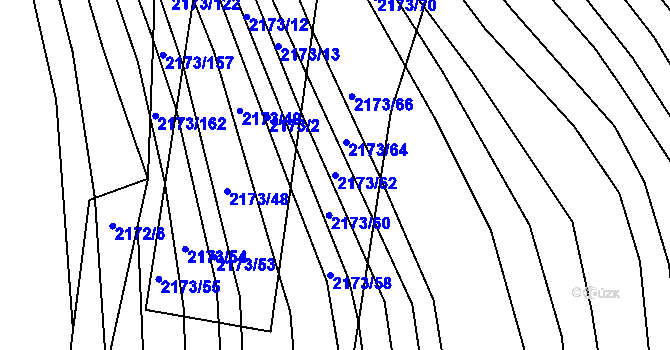 Parcela st. 2173/62 v KÚ Rajhrad, Katastrální mapa