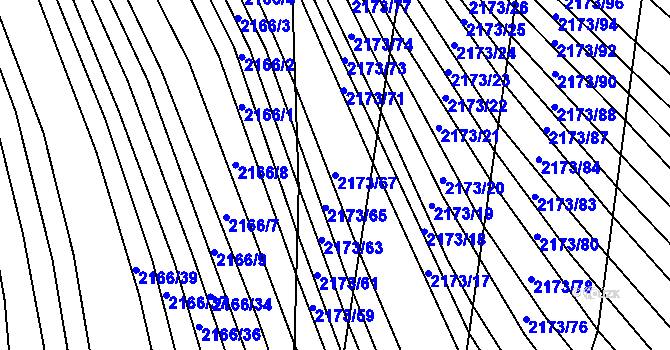 Parcela st. 2173/67 v KÚ Rajhrad, Katastrální mapa