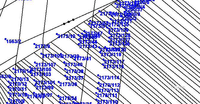 Parcela st. 2173/118 v KÚ Rajhrad, Katastrální mapa